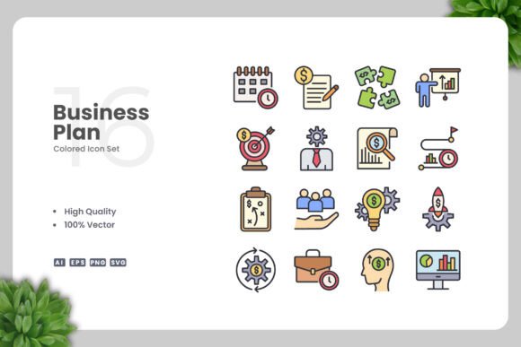 Business Plan Color Icons