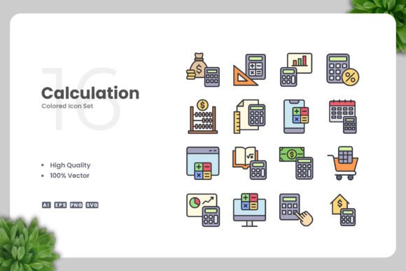 Calculation Color Icons: Graphics and Icons for Modern Design