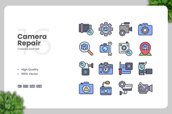 Camera Repair Color Icons