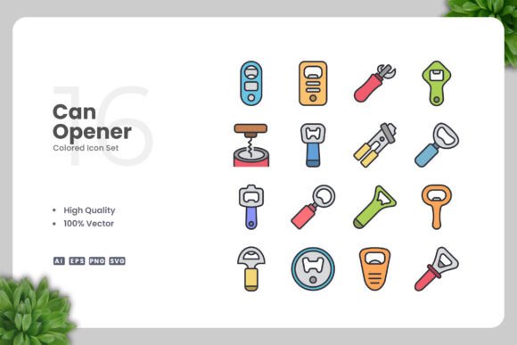Can Opener Color Icons: Graphics and Icons for Modern Design