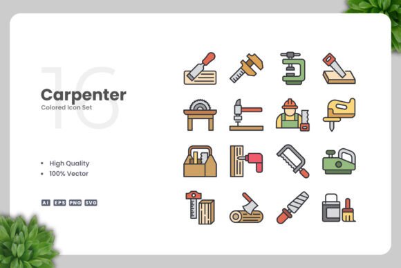 Carpenter Color Icons: Graphics and Icons for Modern Design