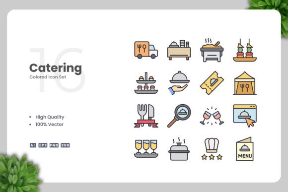 Catering Color Icons: Graphics and Icons for Digital Sellers