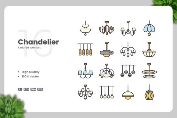 Chandelier Color Icons: Graphics and Icons for Modern Design