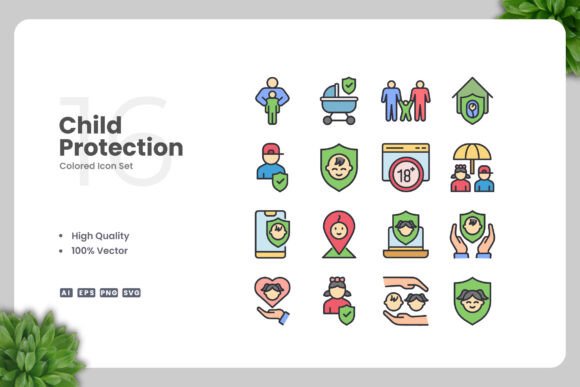 Child Protection Color Icons: Graphics and Icons for Real Publishing