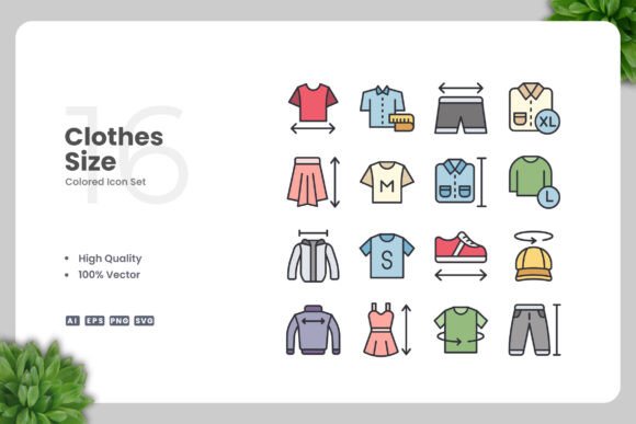 Clothes Size Color Icons: Graphics and Icons for Modern Design