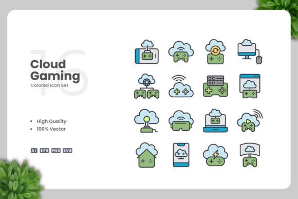 Cloud Gaming Color Icons for Creative Crafters
