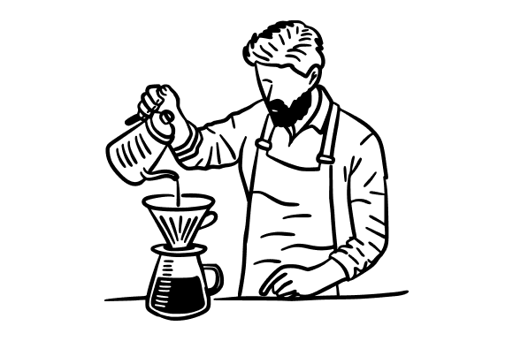 Coffee Brewer Pouring Hot Water Graphics