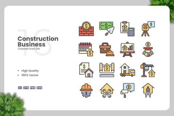 Construction Business Color Icons