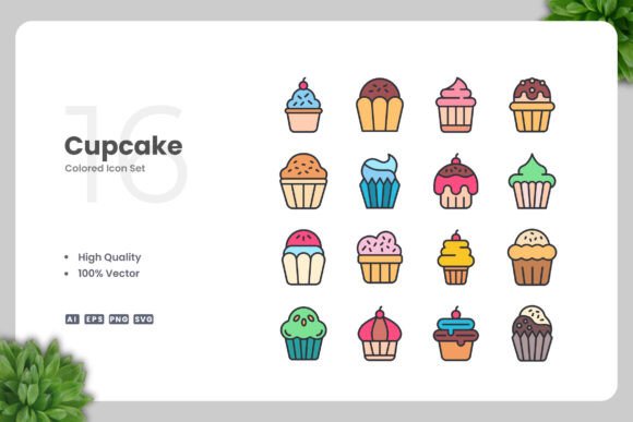 Cupcake Color Icons: Graphics and Icons for Creative Brands