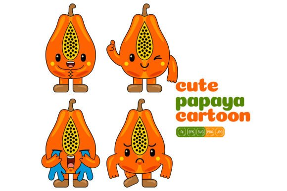 Cute Papaya Mascot Vector Pack 03: Graphics for Creative Selling
