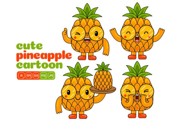 Cute Pineapple Mascot Vector Pack 02: Graphics and Illustrations for Branding