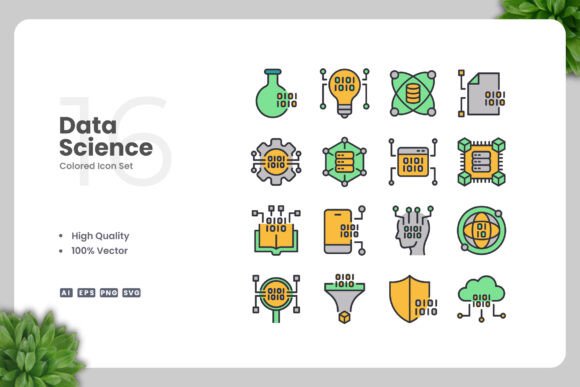 Data Science Color Icons: Graphics for Modern Design