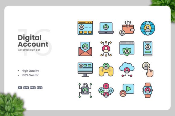 Digital Account Colored Icons for Crafters