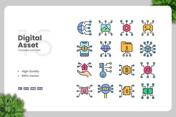 Digital Asset Colored Icons: Graphics That Elevate Content