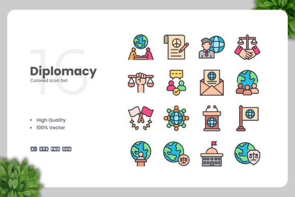 Diplomacy Colored Icons: Graphics and Icons for Real Projects