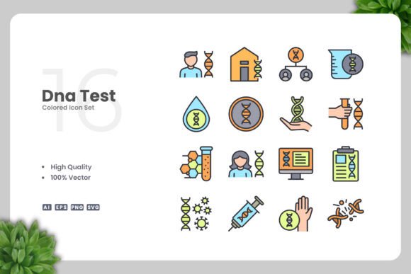 Dna Test Colored Icons for Graphics and Branding