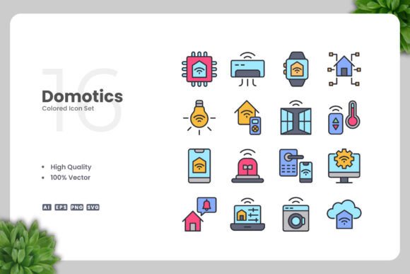 Domotics Colored Icons: Graphics for Modern Branding