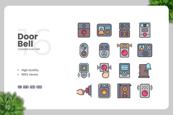 Door Bell Colored Icons: Graphics and Icons for Creative Design