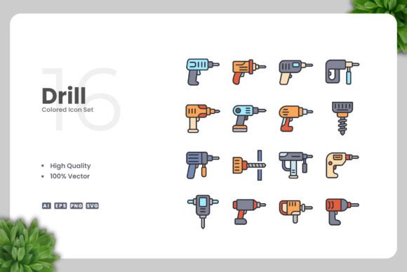 Drill Colored Icons: Graphics and Icons for Modern Design