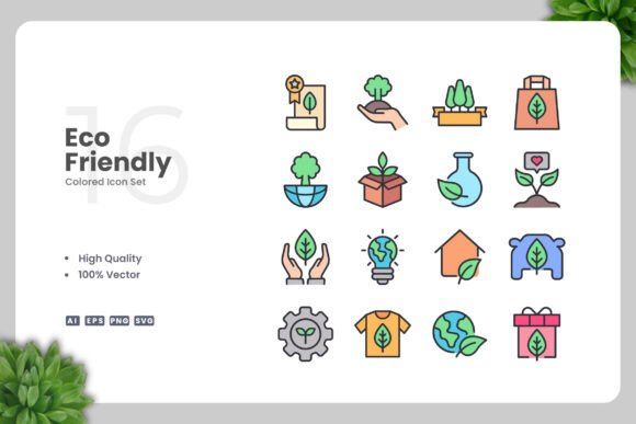 Eco Friendly Colored Icons Graphics