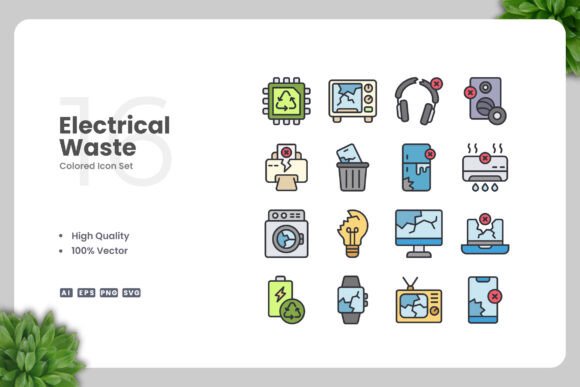 Electrical Waste Color Icons for Crafters