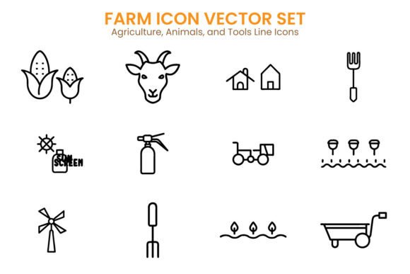 Farm Icon Vector Set – Agricultural Graphics