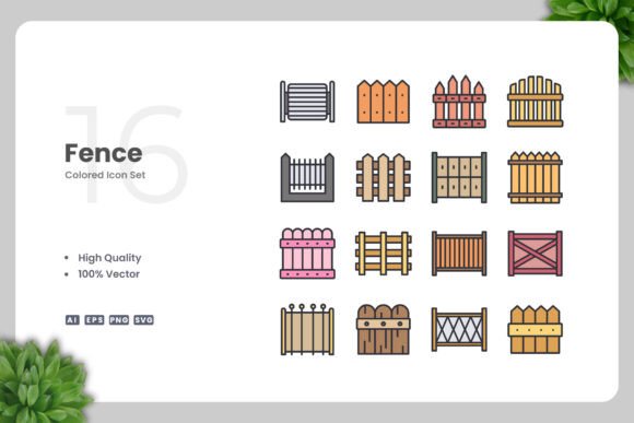 Fence Color Icons: Graphics for Real Business Use