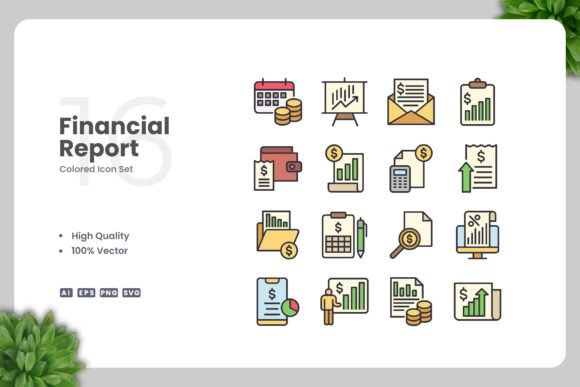 Financial Report Color Icons