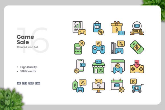 Game Sale Colored Icons