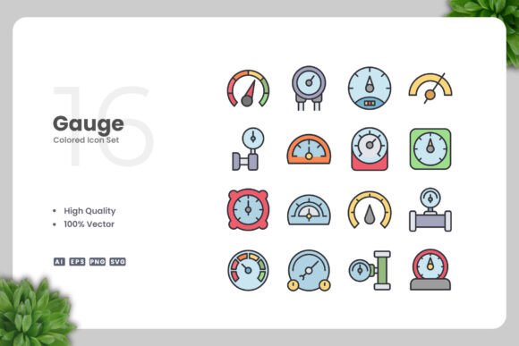 Gauge Colored Icons: Graphics and Icons for Modern Design