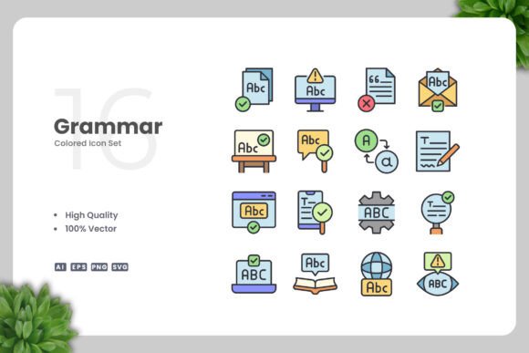 Grammar Colored Icons: Graphics and Icons for Digital Sellers