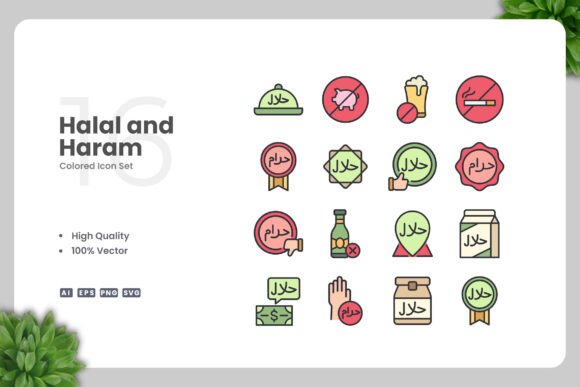 Halal and Haram Colored Icons for Digital Sellers