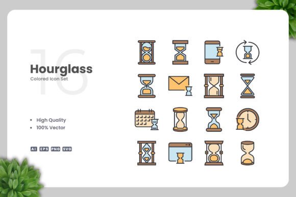 Hourglass Colored Icons: Graphics and Icons for Modern Design