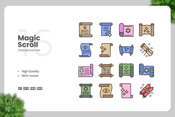 Magic Scroll Colored Icons: Graphics for Every Digital Need