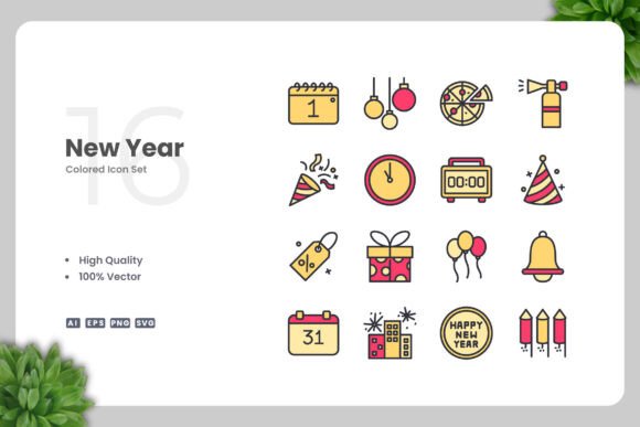 New Year Color Icons