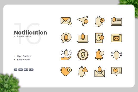 Notification Color Icons: Graphics and Icons for Digital Sellers