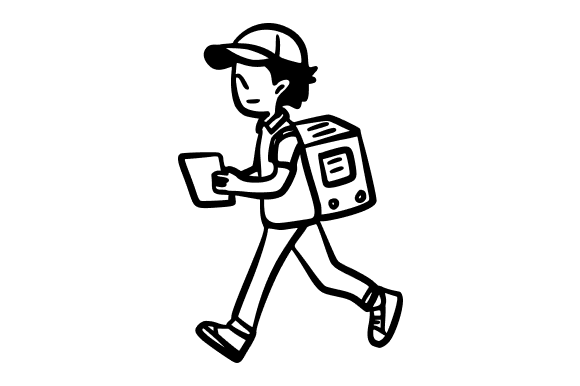 Postman Holding a Package Doodle Graphics