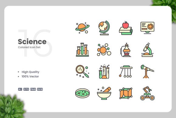 Science Color Icons: Graphics and Icons for Creative Design
