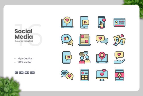 Social Media Color Icons: Graphics and Icons for Modern Design