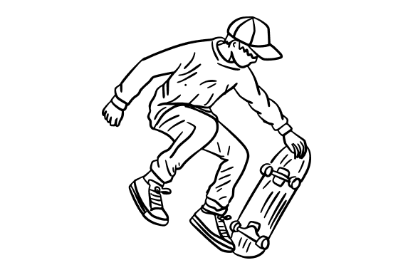 Teen Skater Doing an Ollie Doodle Graphics